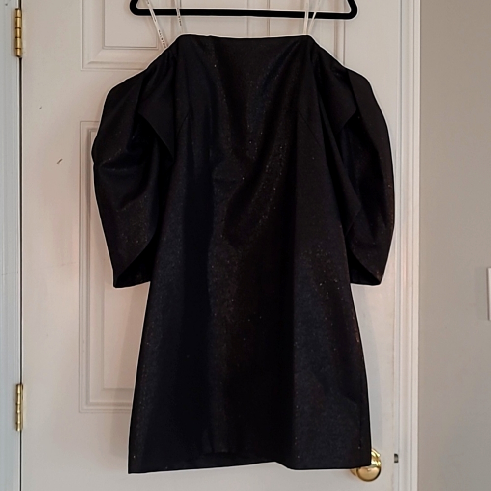 Halston Heritage black metallic dress. NEW WITH TAGS. SZ 14